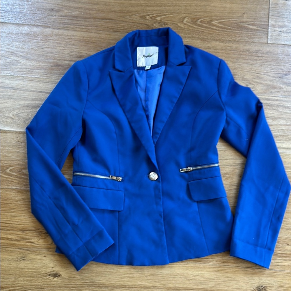 Papaya Blue Blazer Structured Tailoring Notched Lapels